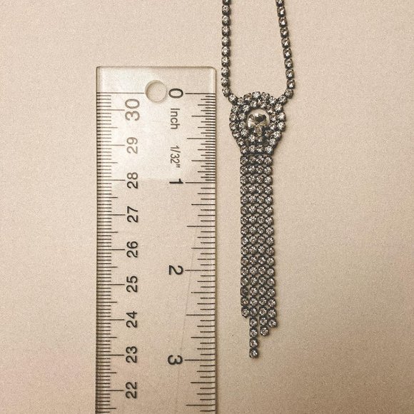 Vintage Furla Italy Rhinestone Tassel Necklace - Picture 9 of 9